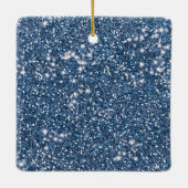 Faux Blue Glitter-textuur met aangepaste naam Keramisch Ornament (Achterkant)