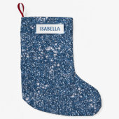 Faux Blue Glitter-textuur met aangepaste naam Kleine Kerstsok (Voorkant)