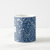 Faux Blue Glitter-textuur met aangepaste naam Koffiemok (Center)