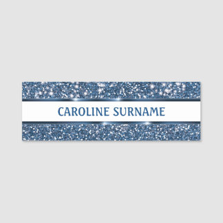 Faux Blue Glitter-textuur met aangepaste naam - Naamplaatje