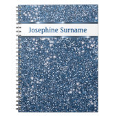 Faux Blue Glitter-textuur met aangepaste naam Notitieboek (Voorkant)