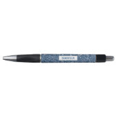 Faux Blue Glitter-textuur met aangepaste naam Pen (Voorkant)