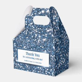 Faux Blue Glitter-textuur met aangepaste tekst Bedankdoosjes