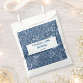 Faux Blue Glitter-textuur met aangepaste tekst Bedankzakje (Geknipt)
