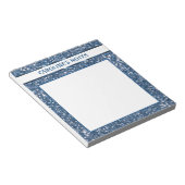 Faux Blue Glitter-textuur met aangepaste tekst Notitieblok (Schuin)