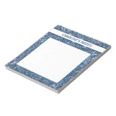 Faux Blue Glitter-textuur met aangepaste tekst Notitieblok (Linkerzijde)