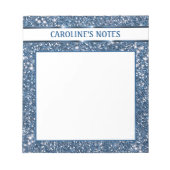 Faux Blue Glitter-textuur met aangepaste tekst Notitieblok (Voorkant)
