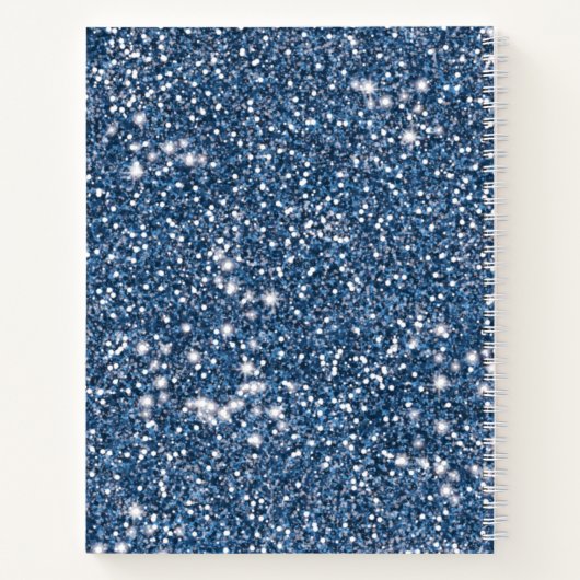 Faux Blue Glitter-textuur met aangepaste tekst Notitieboek (Achterkant)