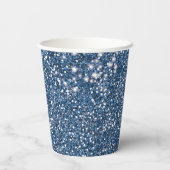 Faux Blue Glitter-textuur met aangepaste tekst Papieren Bekers (Achterkant)