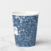 Faux Blue Glitter-textuur met aangepaste tekst Papieren Bekers (Links)