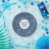 Faux Blue Glitter-textuur met aangepaste tekst Papieren Bordje (Feest)