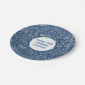 Faux Blue Glitter-textuur met aangepaste tekst Papieren Bordje (Gekanteld)