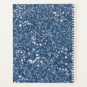 Faux Blue Glitter-textuur met aangepaste tekst Planner (Achterkant)