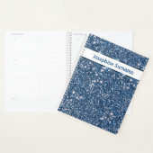 Faux Blue Glitter-textuur met aangepaste tekst Planner (Display)