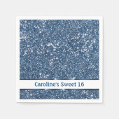 Faux Blue Glitter-textuur met aangepaste tekst Servet (Voorkant)