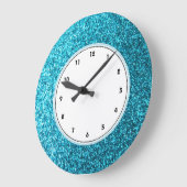 Faux Blue Glitter-wandklok Grote Klok (Hoek)