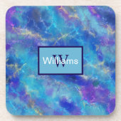 Faux Blue Gold Marble  Bier Onderzetter (Voorkant)