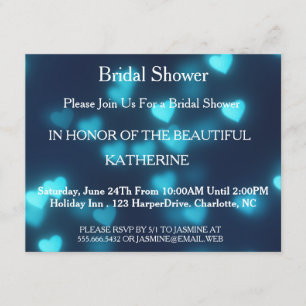 Faux Blue Heart Glittering Confetti Sparkles Stipp Kaart