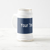 Faux Blue Jeans Denim Custom Text Beer Stein Bierpul (Voorkant links)