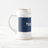 Faux Blue Jeans Denim Custom Text Beer Stein Bierpul (Links)