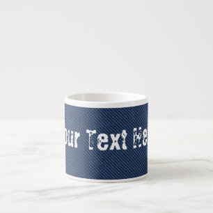 Faux Blue Jeans Denim Custom Text Espresso Cup Kop