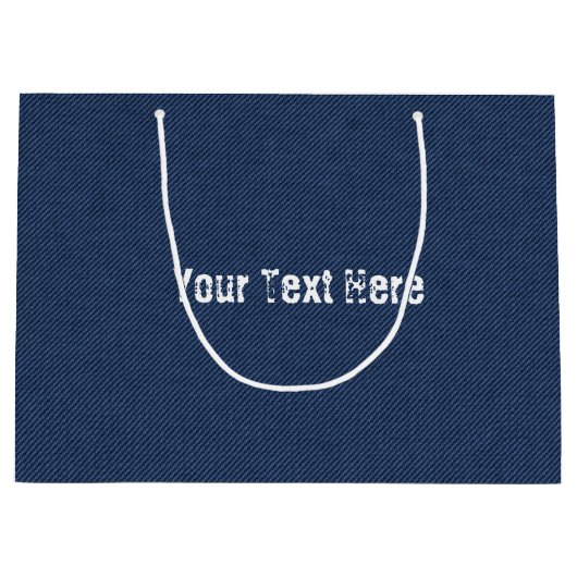 Faux Blue Jeans Design Gift Bag met aangepaste tek Groot Cadeauzakje (Voorkant)