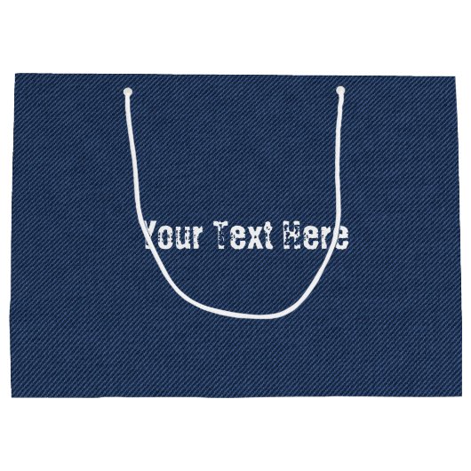 Faux Blue Jeans Design Gift Bag met aangepaste tek Groot Cadeauzakje (Achterkant)