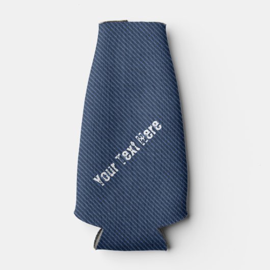 Faux Blue Jeans Fabric Bottle Cooler - aangepaste  (Voorkant)