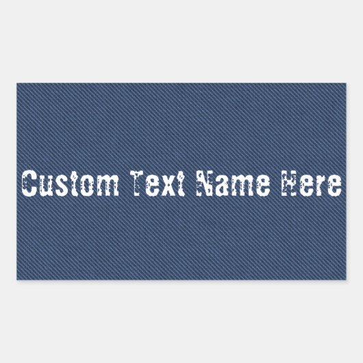 Faux Blue Jeans Fabric Custom Tekst Naam Sticker (Voorkant)