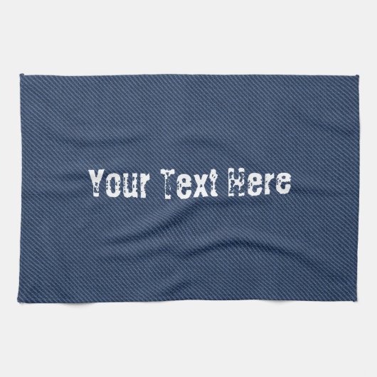 Faux Blue Jeans Fabric Kitchen Towel - Jouw tekst Theedoek (Horizontaal)