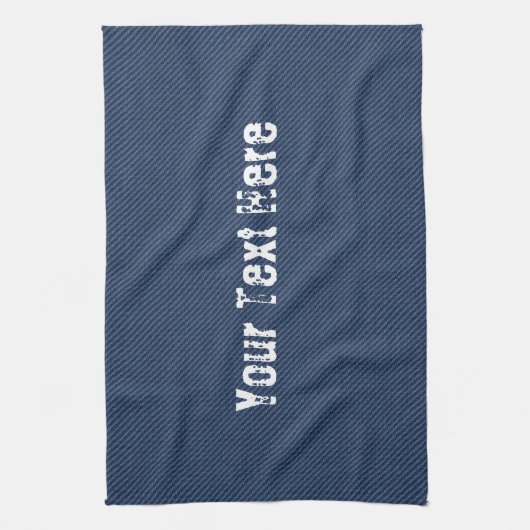 Faux Blue Jeans Fabric Kitchen Towel - Jouw tekst Theedoek (Verticaal)