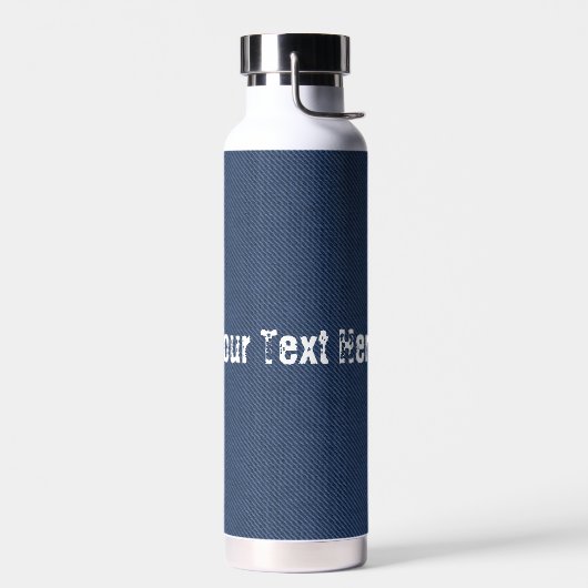 Faux Blue Jeans Fabric Water Bottle - Jouw tekst Waterfles (Links)