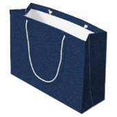 Faux Blue Jeans Gift Bag Modern Design Groot Cadeauzakje (Achterkant Gekanteld)
