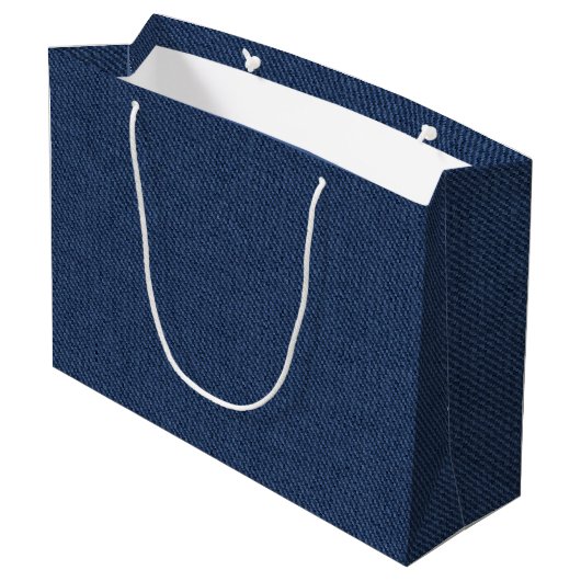 Faux Blue Jeans Gift Bag Modern Design Groot Cadeauzakje (Achterkant Gekanteld)