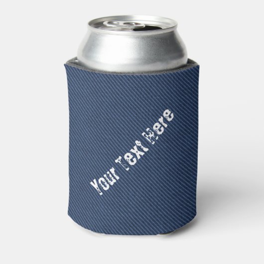 Faux Blue Jeans Koelbox met aangepaste tekst Blikjeskoeler (Blikje Achterkant)