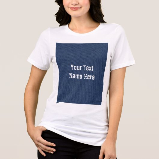 Faux Blue Jeans Ontwerp Aangepaste tekst Gepersona Tri-Blend Shirt (Voorkant)