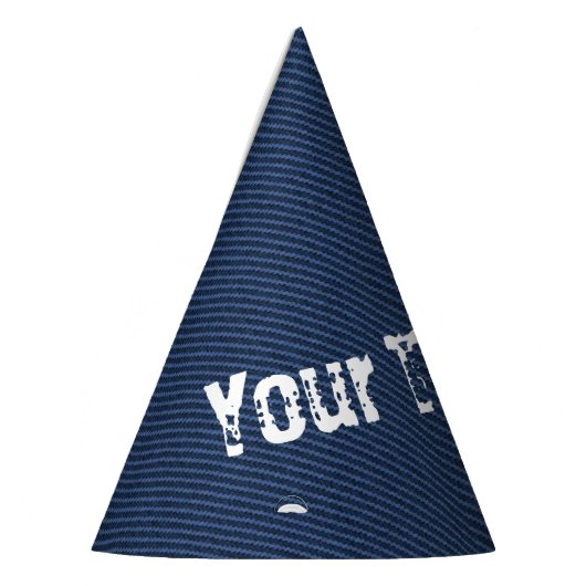 Faux Blue Jeans Party Pet met aangepaste tekst Feesthoedjes (Links)