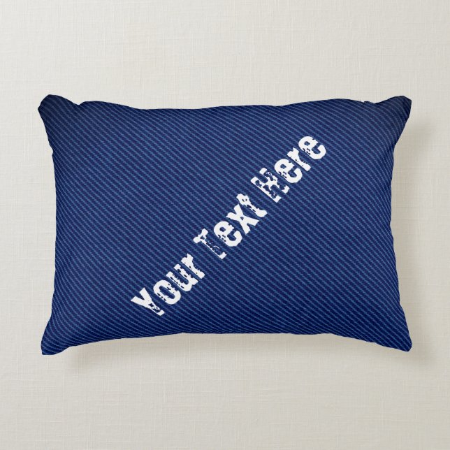 Faux Blue Jeans Pillow - aangepaste tekst Je lette Accent Kussen (Voorkant)
