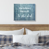Faux Blue Jeans Ze geloofde Canvas Afdruk (Insitu (Slaapkamer))