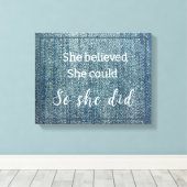 Faux Blue Jeans Ze geloofde Canvas Afdruk (Insitu (Houten vloer))