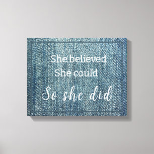 Faux Blue Jeans Ze geloofde Canvas Afdruk