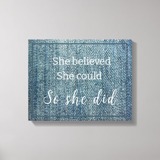 Faux Blue Jeans Ze geloofde Canvas Afdruk (Voorkant)
