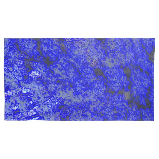 Faux Blue Marble King Size Pillowcase Pair Kussensloop (Voorkant-Links)