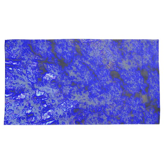 Faux Blue Marble King Size Pillowcase Pair Kussensloop (Voorkant-Rechts)