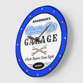 Faux Blue Neon Classic Car Garage Grote Klok (Hoek)