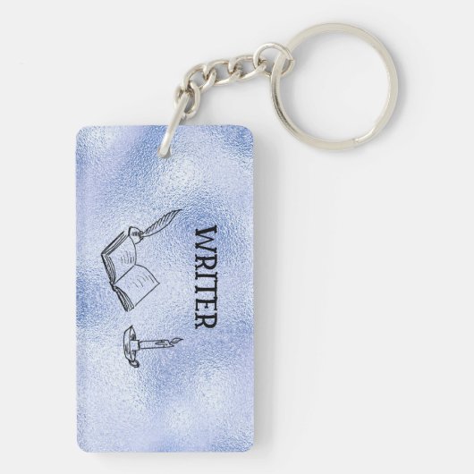 Faux Blue Suede Writer Acryl Sleutelhanger (achterkant)