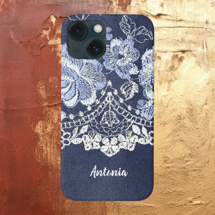 Faux Blue Velvet en Simulate Lace Embroidery Case-Mate iPhone Case