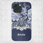 Faux Blue Velvet en Simulate Lace Embroidery Case-Mate iPhone Case