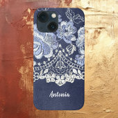 Faux Blue Velvet en Simulate Lace Embroidery Case-Mate iPhone Case