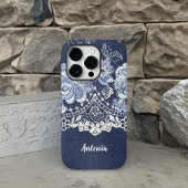 Faux Blue Velvet en Simulate Lace Embroidery Case-Mate iPhone Case